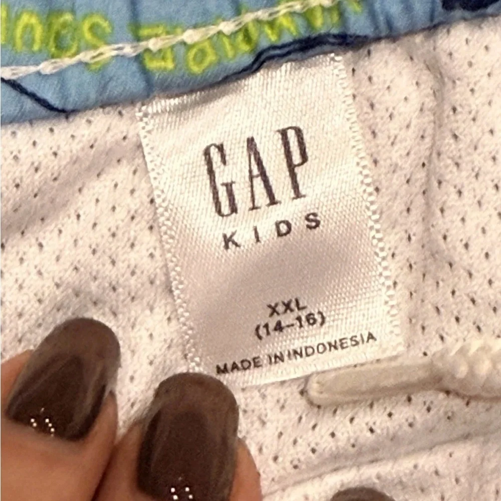 Gap Kids Shark Print Swim Trunks Boys XXL 14-16 Blue Mesh Lined